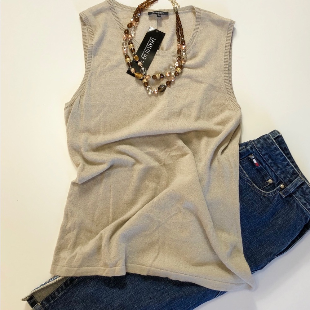 Lafayette 148 New York Tan Alpaca Sleeveless Top